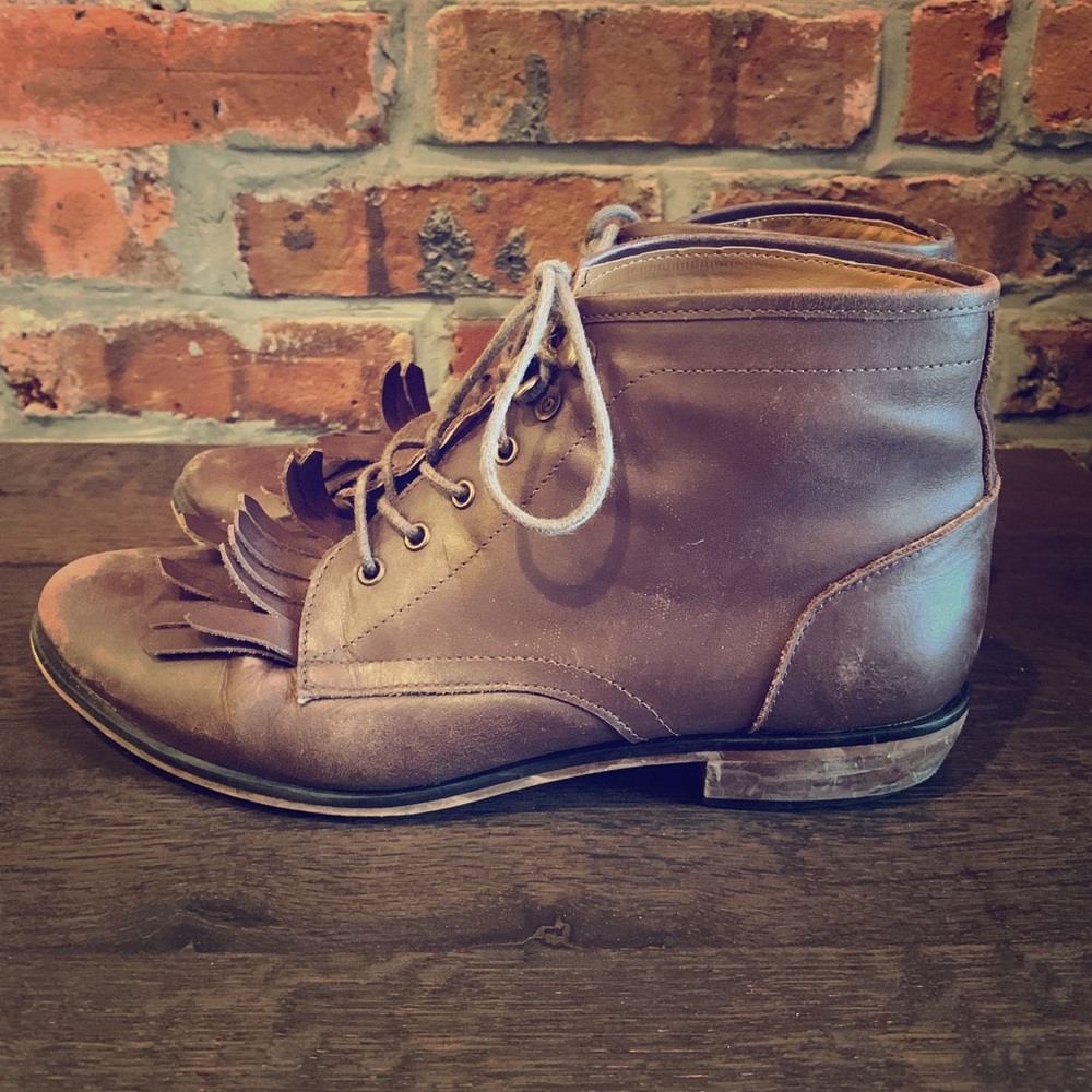 Brown leather fridge top shop booties